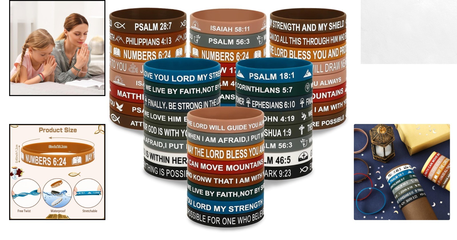 64-Piece Bible Verse Silicone Bracelets – Inspirational Christian Gifts for All