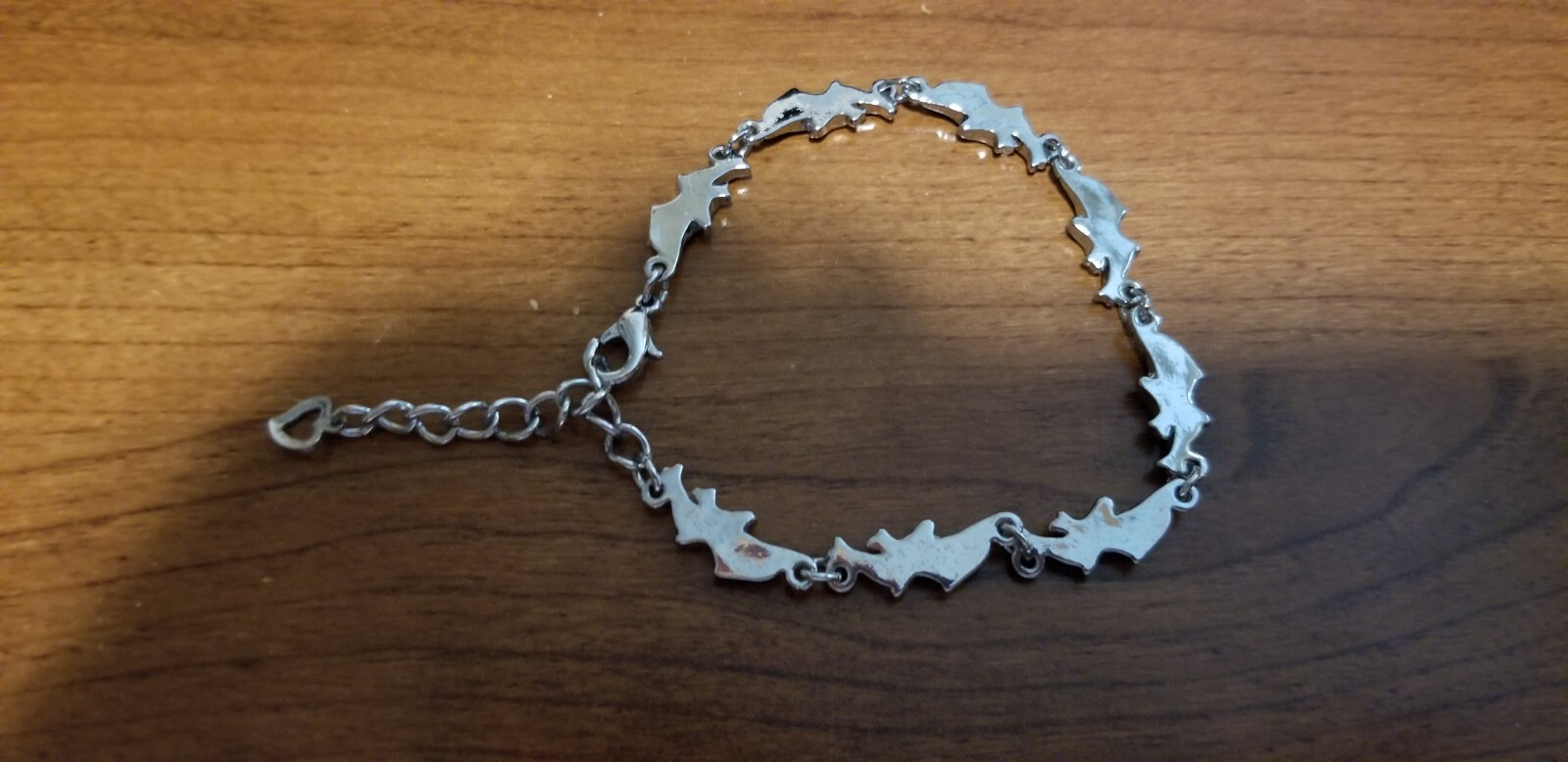 Silver Tone Chain Bracelet with Double Blue Abalone Dolphin (7 to 8.5 in long)