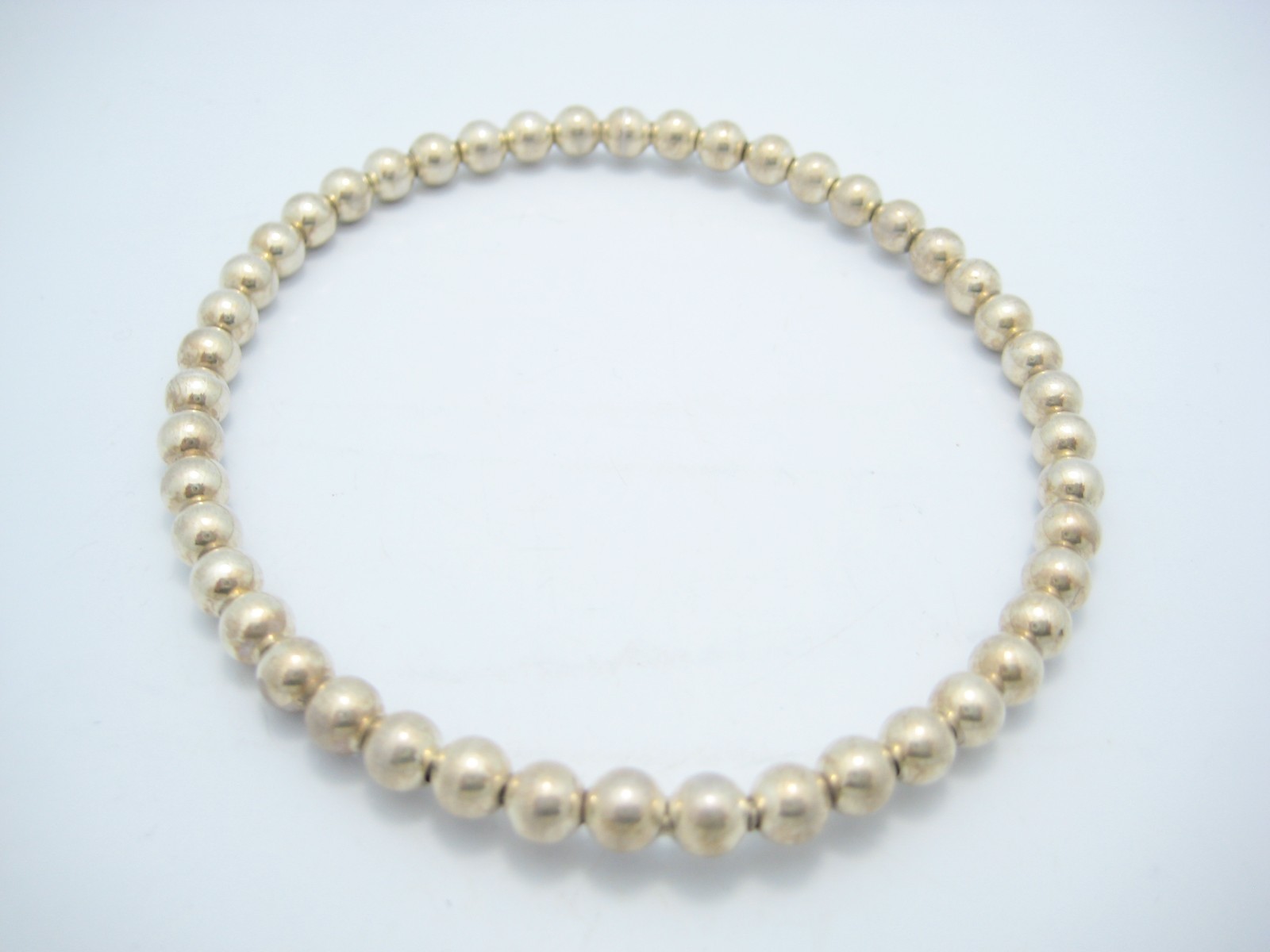 Sterling Silver 4.9mm Beaded Ball Bangle Cuff Bracelet