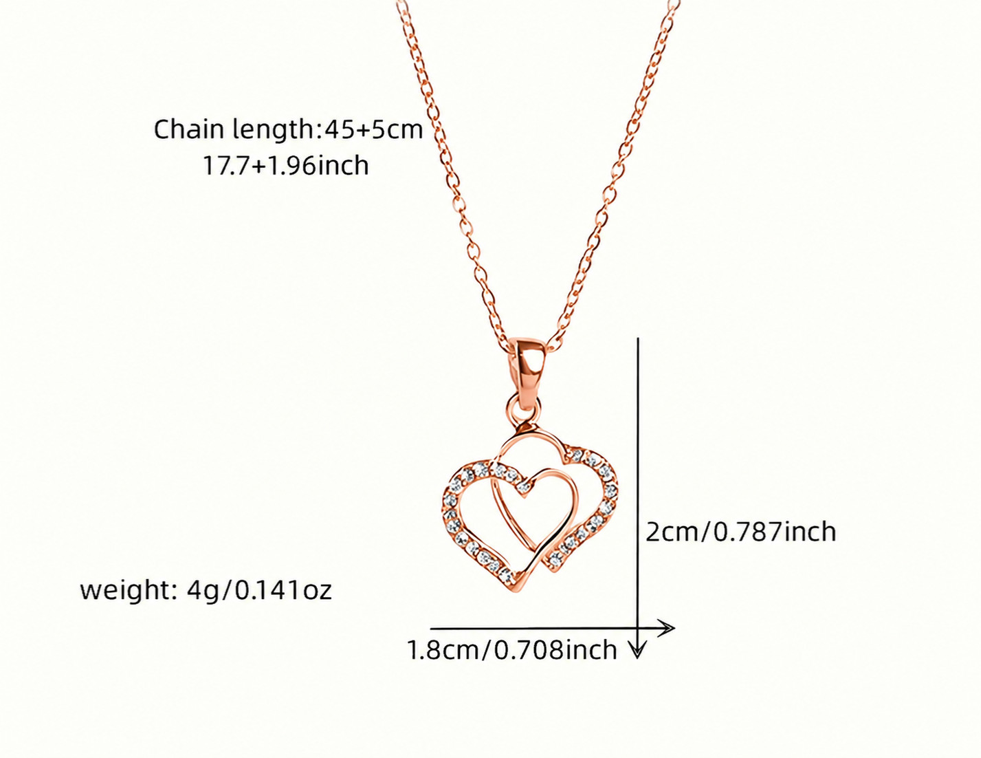 Double Heart Pendant Lariat Necklace Minimalist Women’s Jewelry J23