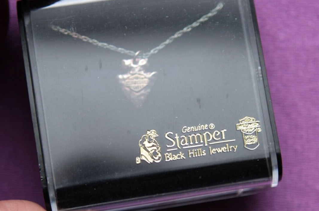 Vtg Black Hill Sterling Silver Harley Davidson Arrow Pendant with Sterling Chain