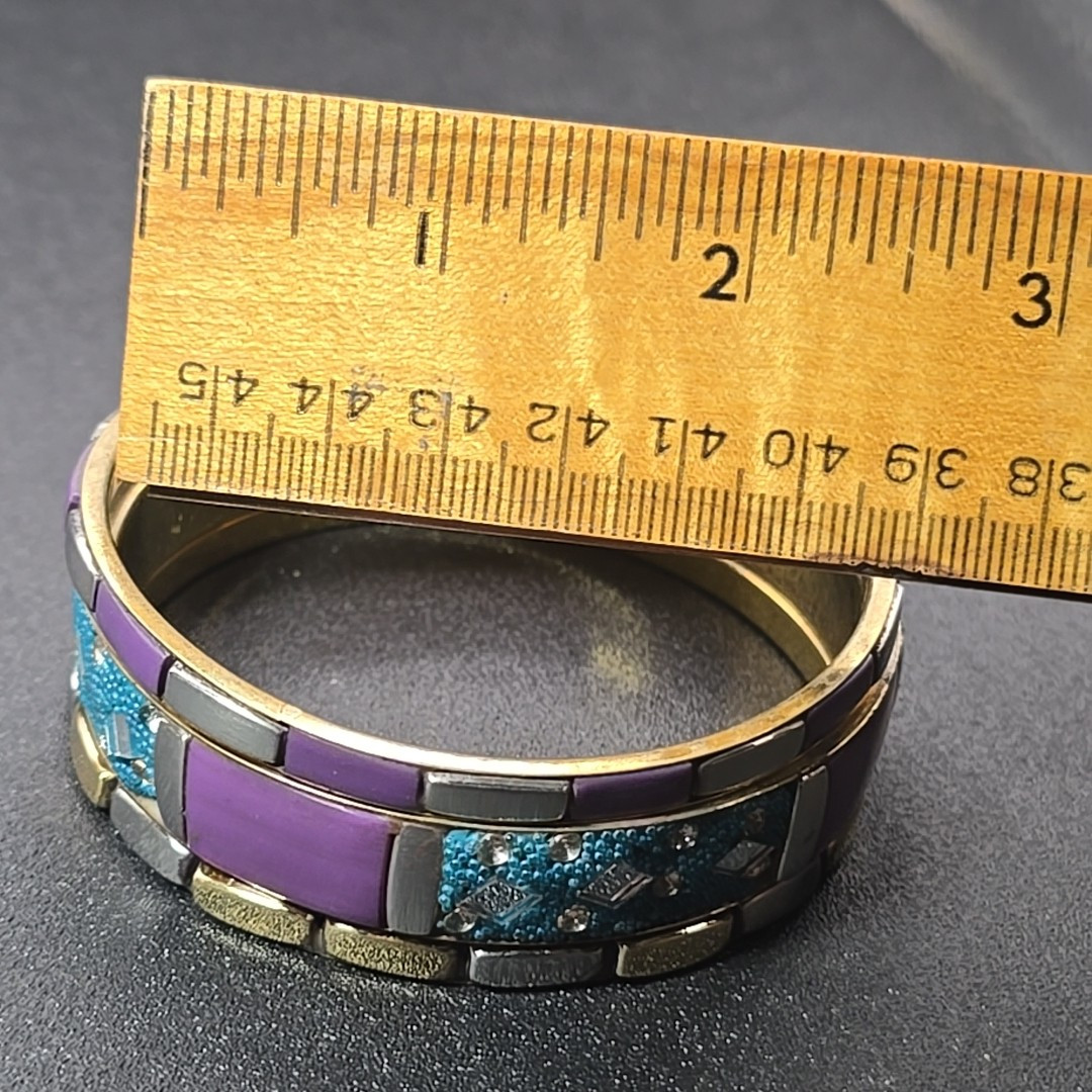 3 India Bangle Bracelet Silver Gold Purple Blue Mirror 2.5″ Diameter Antika New