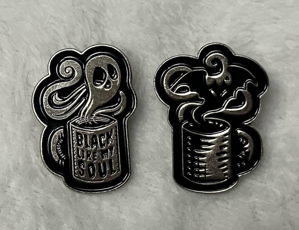 Coffee Enamel Pin Ghost & Bat Lot Of 2 Spooky