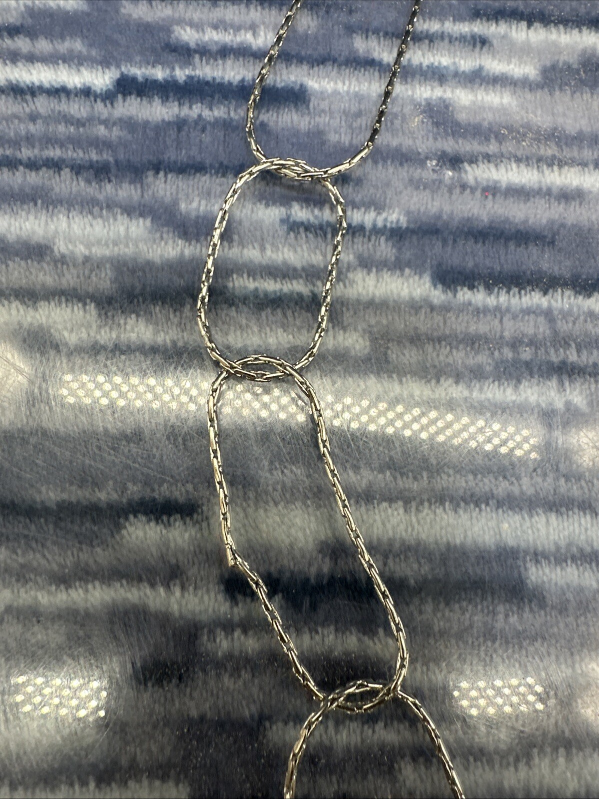 35 inch silver In color necklace linked drop on fit {C}