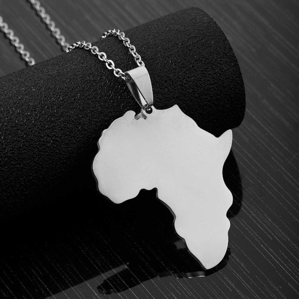 Africa Silver Pendant Necklace – African Continent Map Outline
