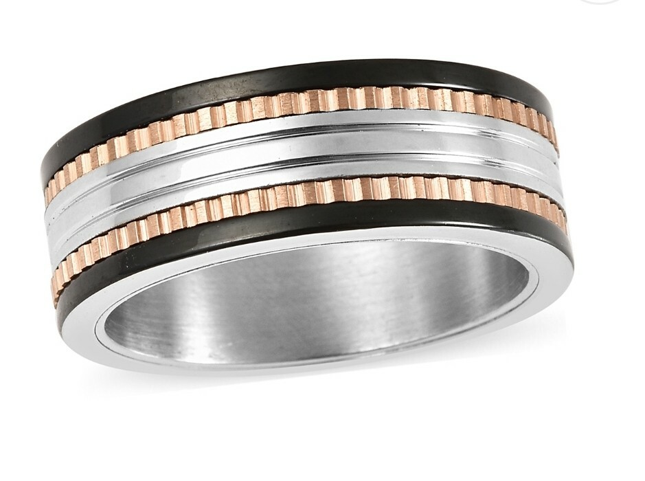 Multi-Row Spinner Band Ring in ION Plated YG & Stainless Steel (Size 7.0)