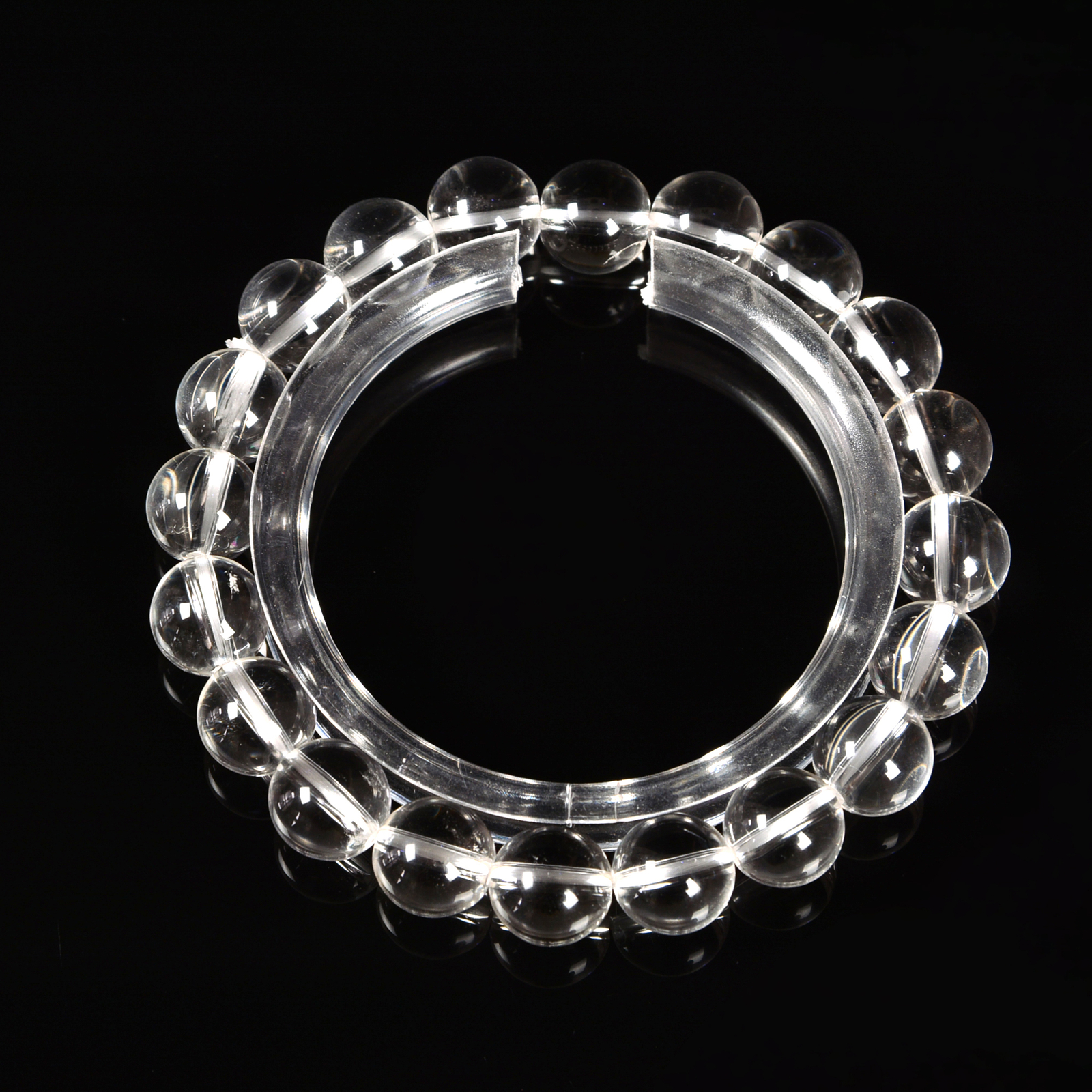 Clear Quartz Smooth Round Beaded Bracelet Bead Size 8mm 10mm 7.5″ Length