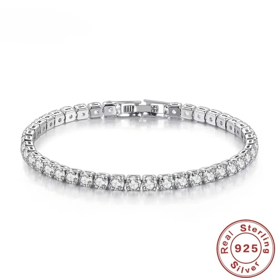 Women’s Tennis Bracelet 925 Sterling Silver Moissanite Wedding Jewelry Gift