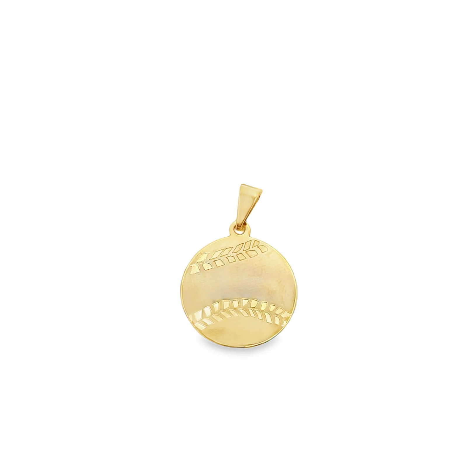18K Gold Filled or Rhodium Plain Flat Baseball Pendant