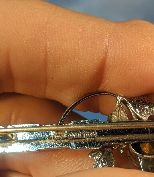 Vintage Celtic Scottish Mizpah Thistle Brooch Shawl pin, in Gift Box. 73mm