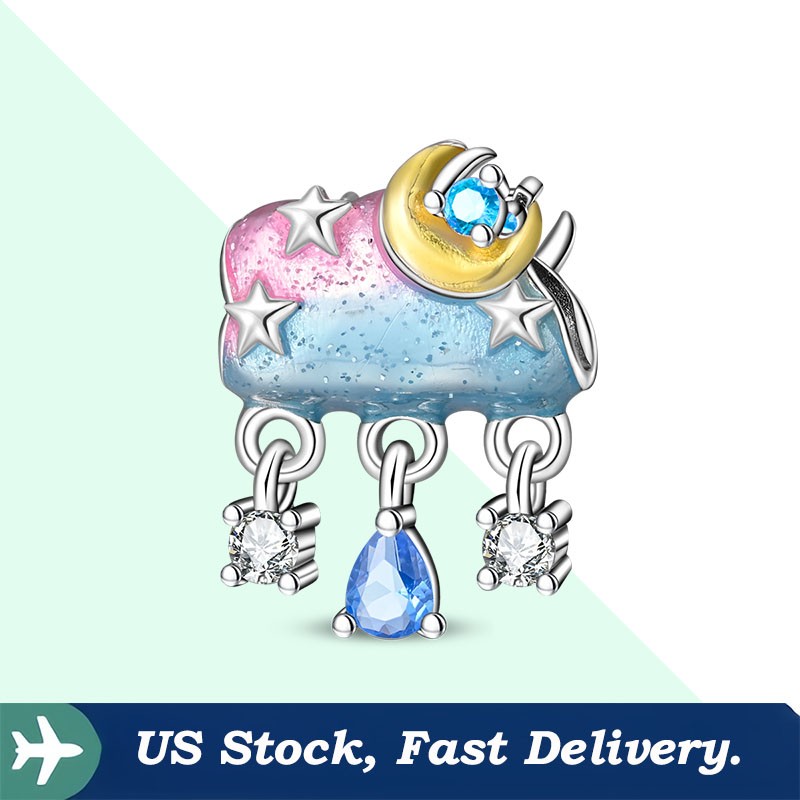 KUNSIR 925 Sterling Silver AAA CZ Cloud Charm For Bracelet or Necklace Pendant