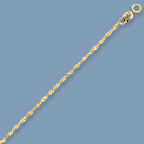 1mm Twisted Singapore Sparkle Chain Necklace REAL Solid 14K Yellow Gold