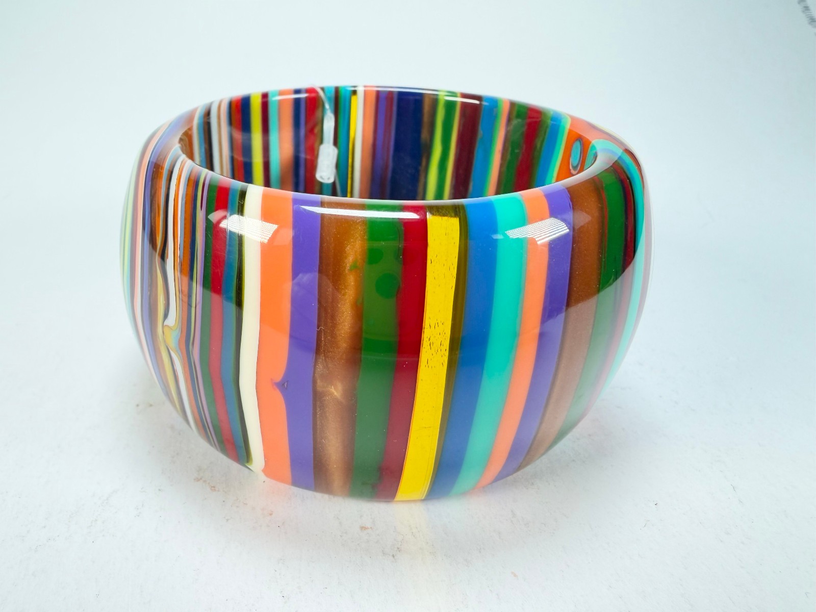 Jackie Brazil Tiger Liquorice Allsorts w/Cat Eye Mix Colours 5cm Resin Bangle