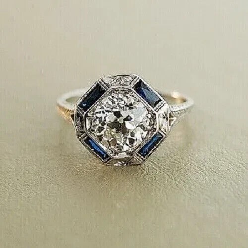 2 Ct Round Cut Simulated Diamond Women’s Halo Ring 14K White Gold Plated