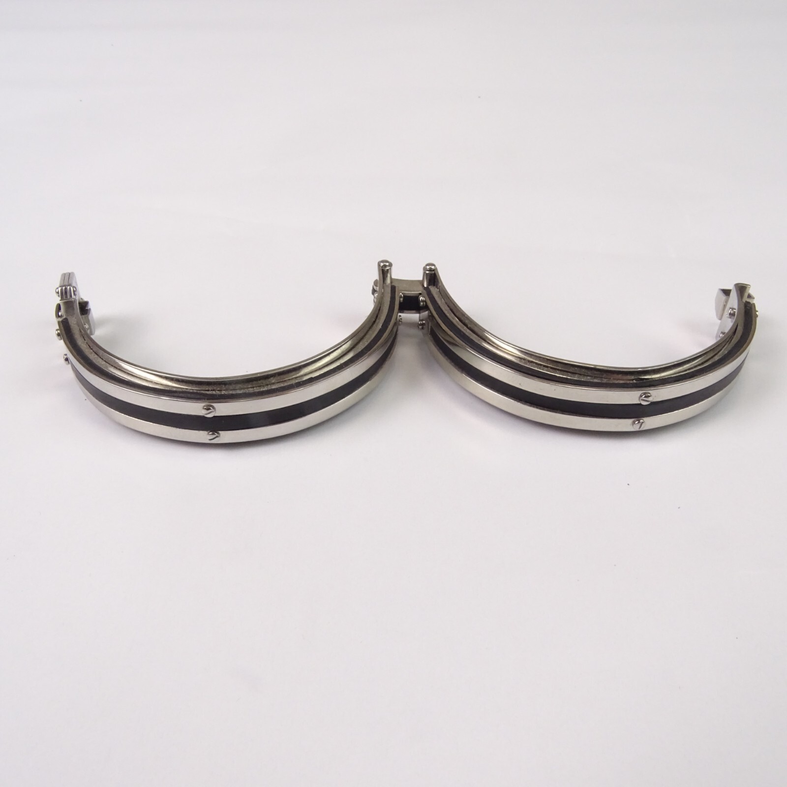 Chisel Bracelet Stainless Steel 7 1/2in Black Rubber Hinged Bangle