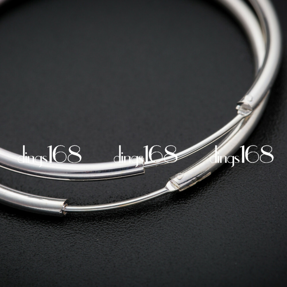 Womens 925 Sterling Silver Classic Large Endless 1.8mm Thin Hoop Earring H3Q50MM