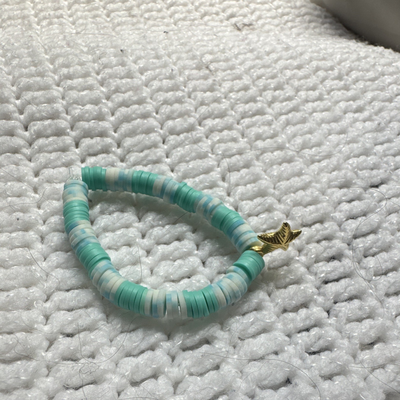 size, small clay bead bracelet, handmade starfish charm