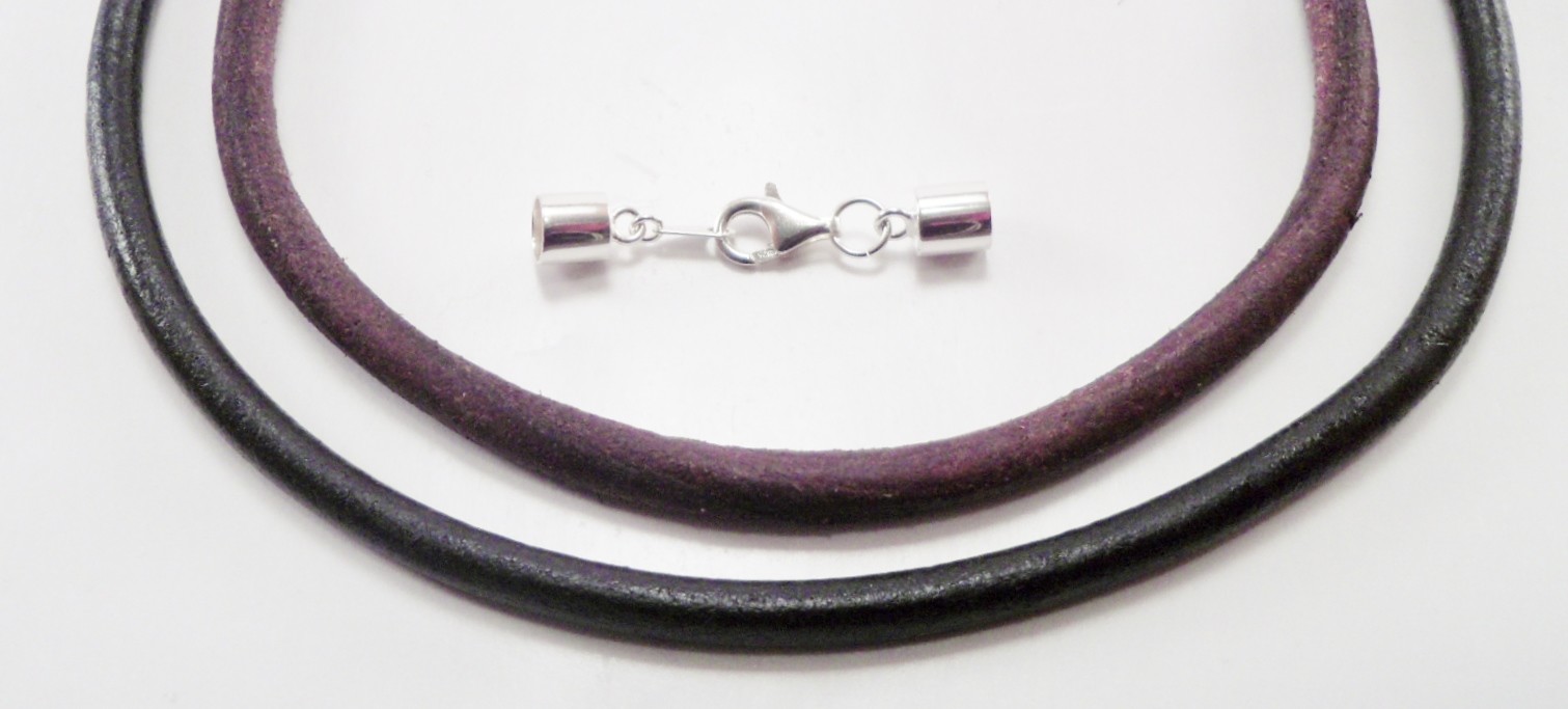 6mm smooth leather sterling silver necklace black or brown u pick length