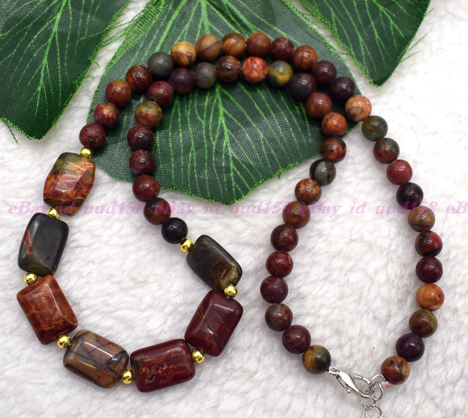 AAA Natural 6mm Multi-color Picasso Jasper Round Gemstone Beads Necklace 18″