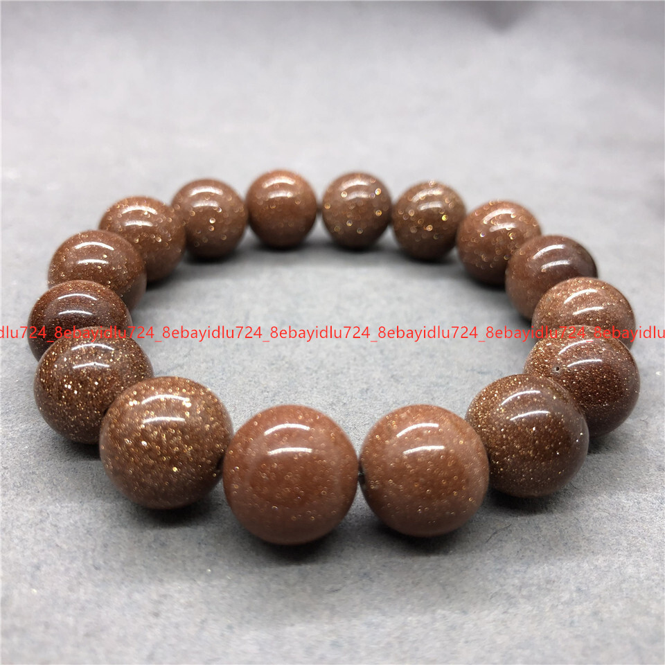 6/8/10/12/14mm Natural Gold Sandstone Gemstone Round Beads Stretch Bracelet 7.5″