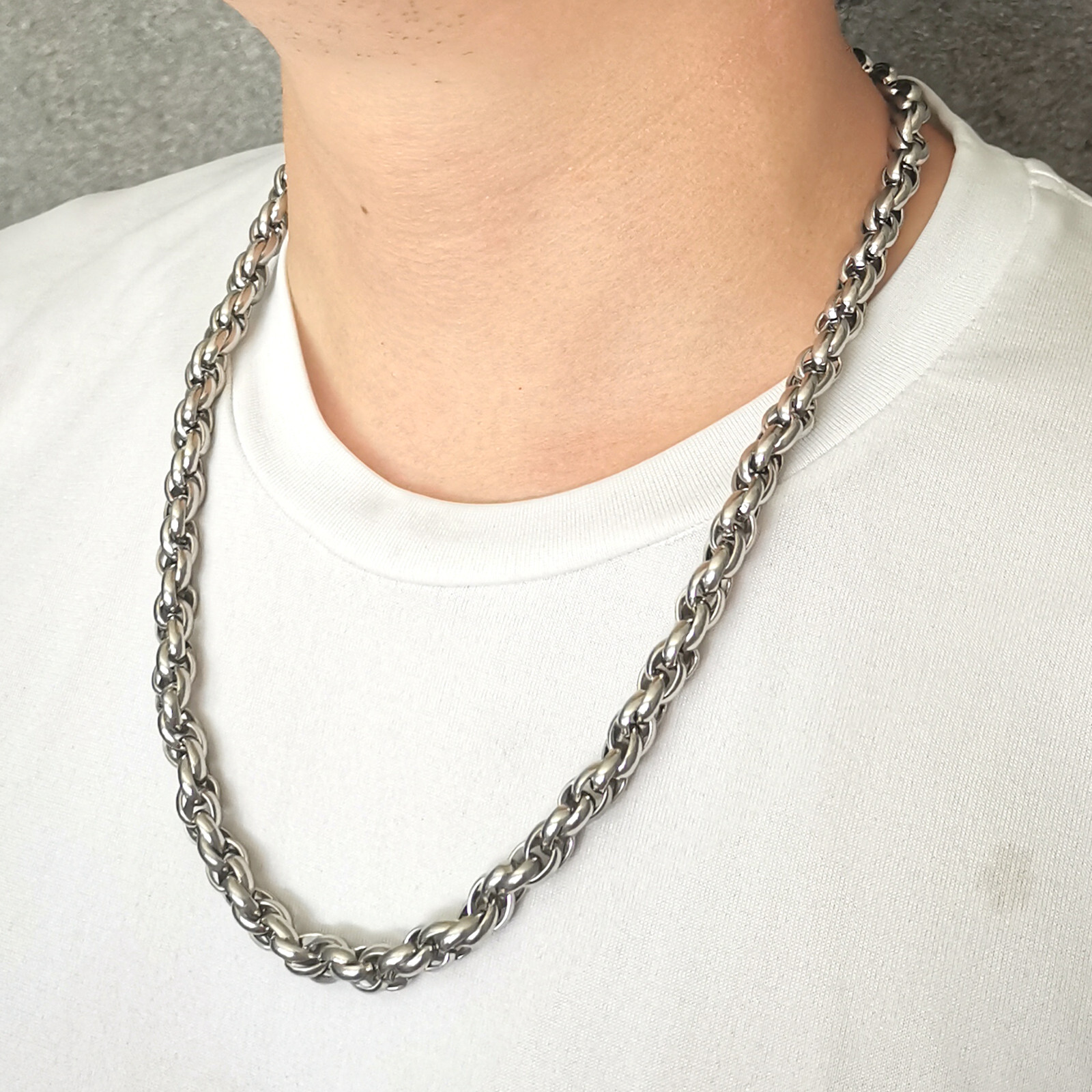 8.5mm 30 inch Stainless Steel Twisted chain Necklace Fashion Boys Mens Jewelry