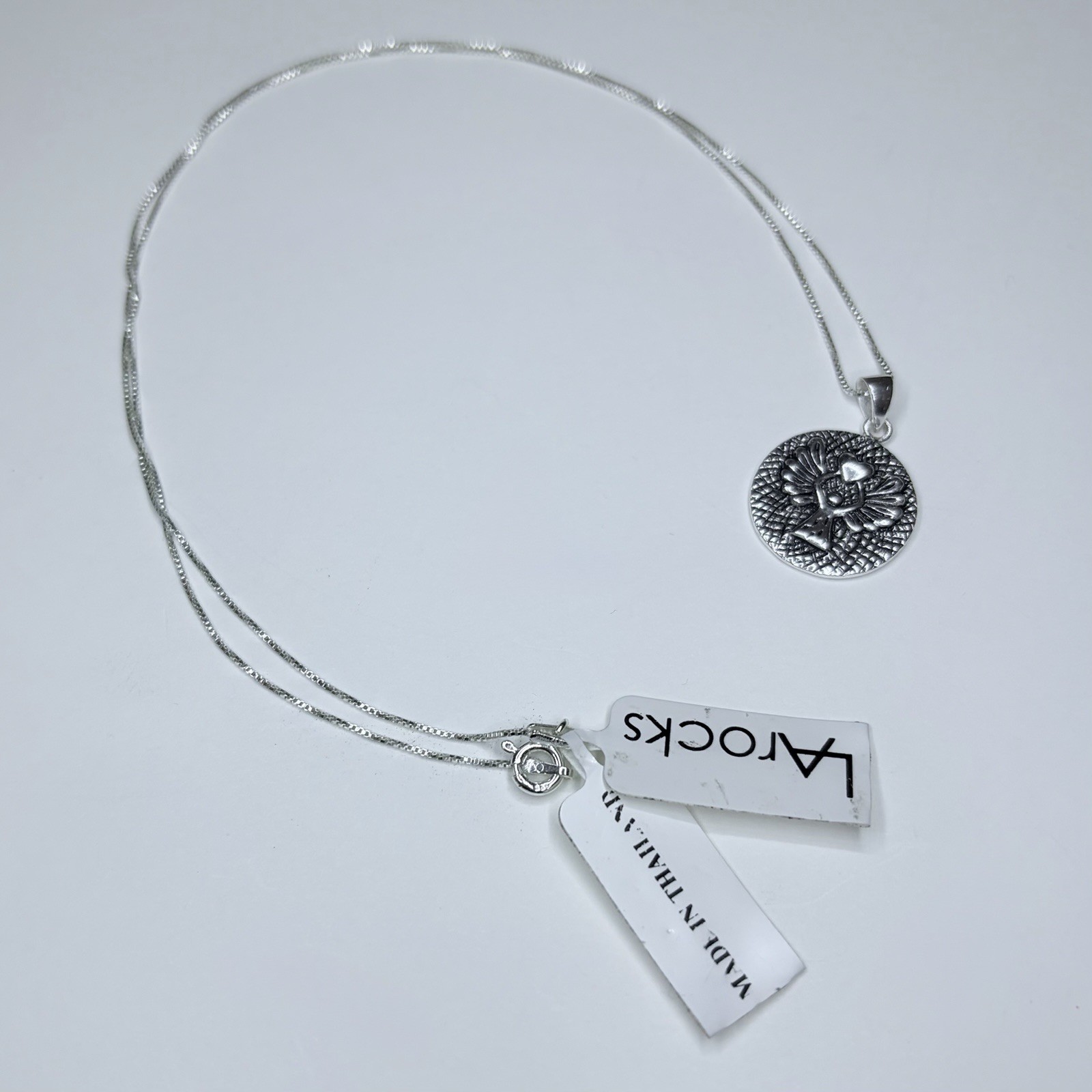 LA Rocks 925 Sterling Silver Italy Guardian Angel Quote Pendant Necklace 18”