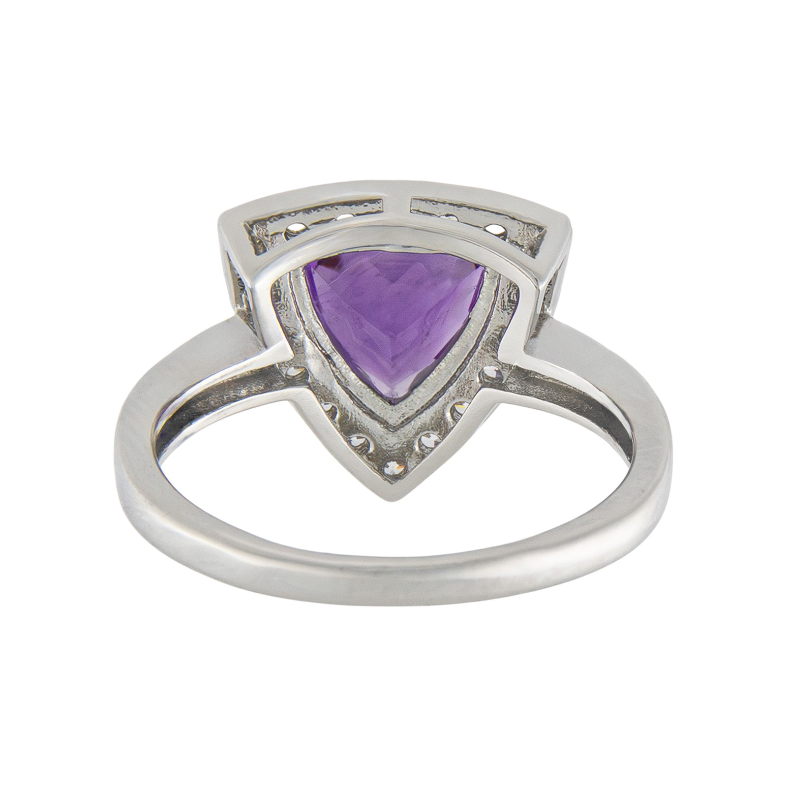 Gold Coast Platinum Plated Trillion Cut Genuine African Amethyst Ring, Size 9