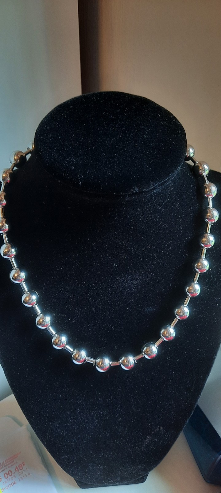 Silver Tone Metal Ball/Bead Chain Beaded Necklace with Box Clasp Closure