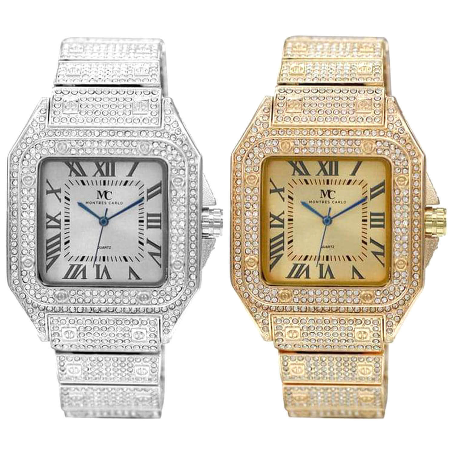 Luxury Iced Rapper’s Lab Diamond Metal Band Dress Clubbing wrist Hip Hop Watch
