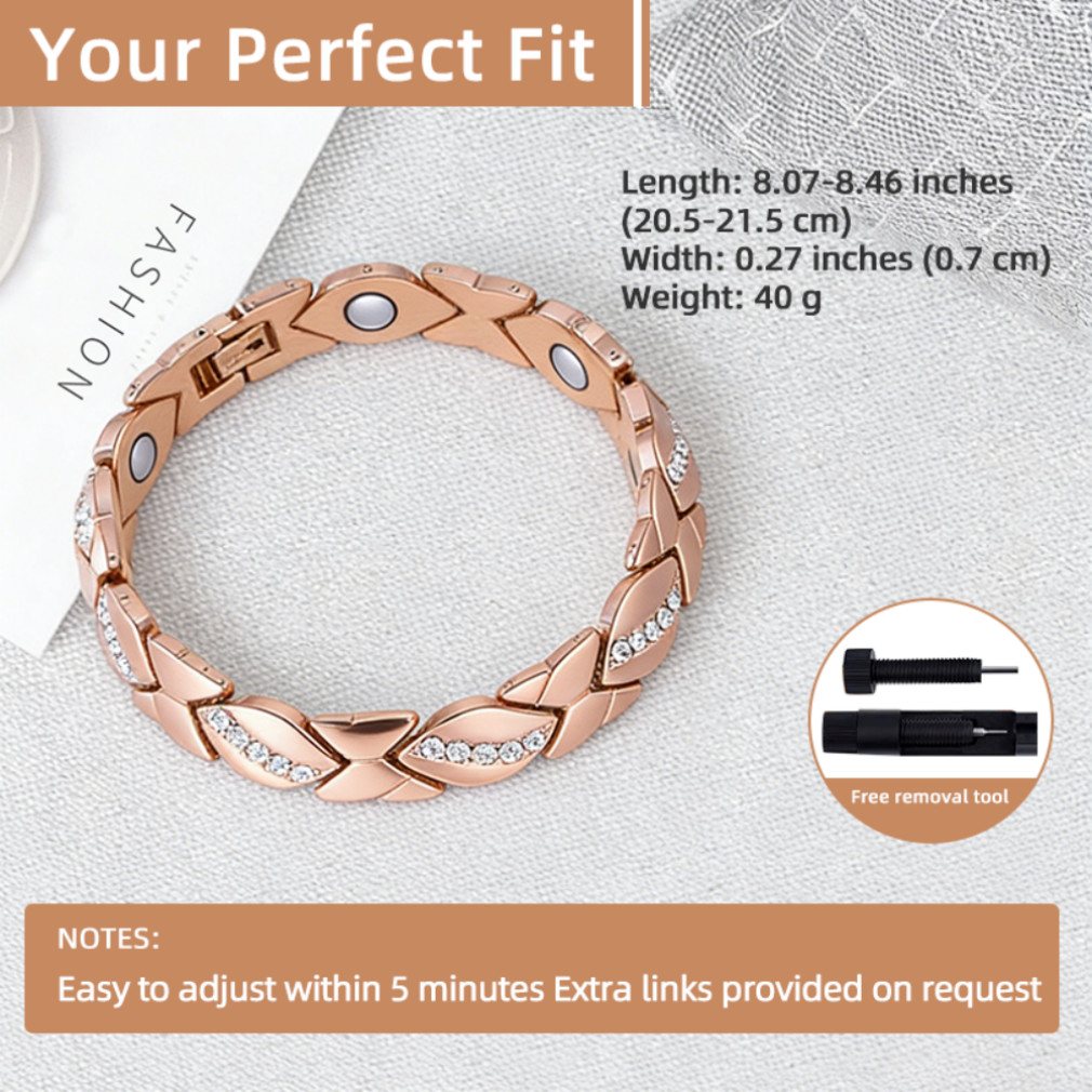 Pure Copper Bracelet 3000 Gauss Magnetic Therapy Strong Healing 8.5In US
