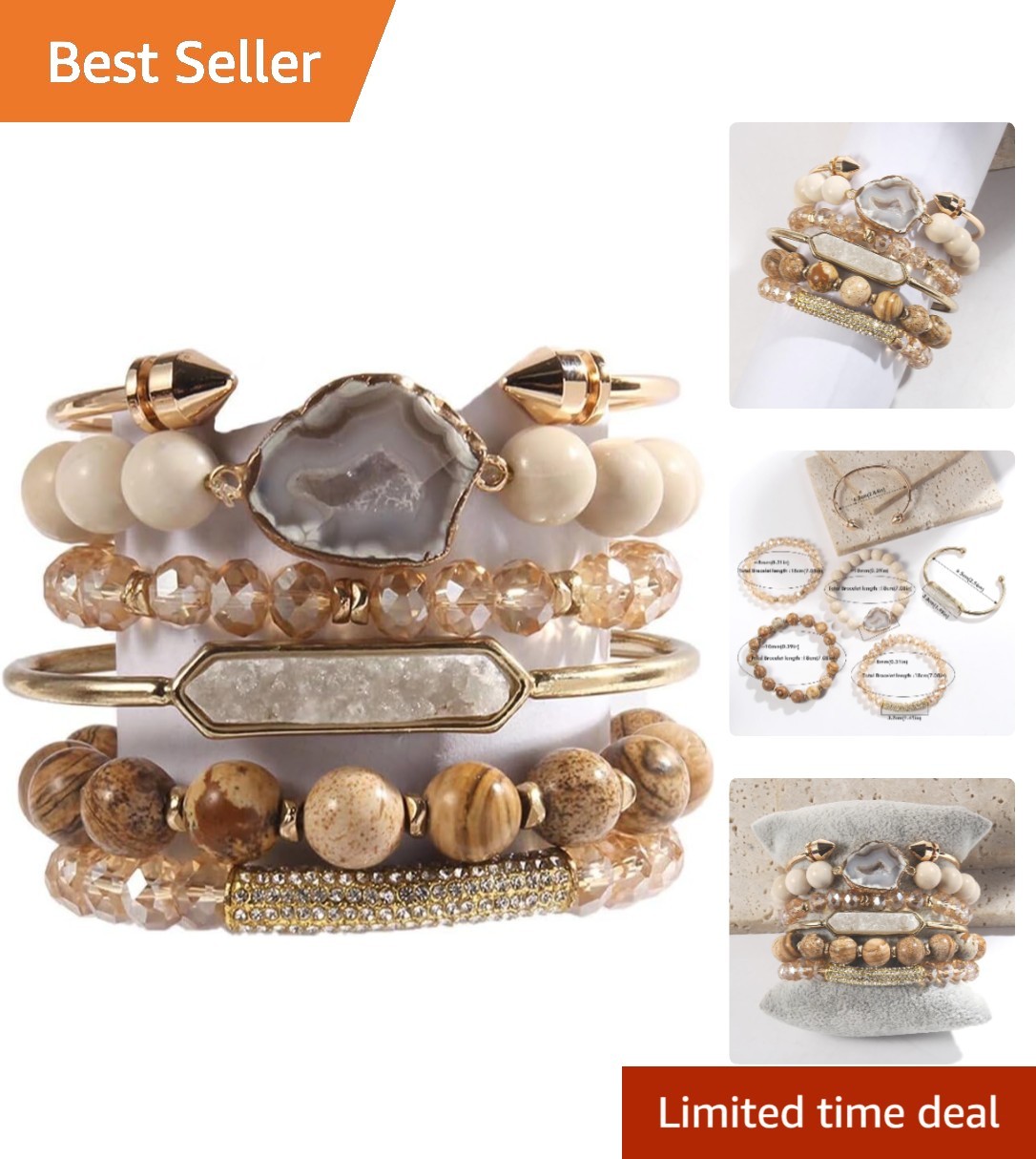 Boho Natural Stone Bracelet Set – 6PCS Handmade Turquoise & Agate Jewelry