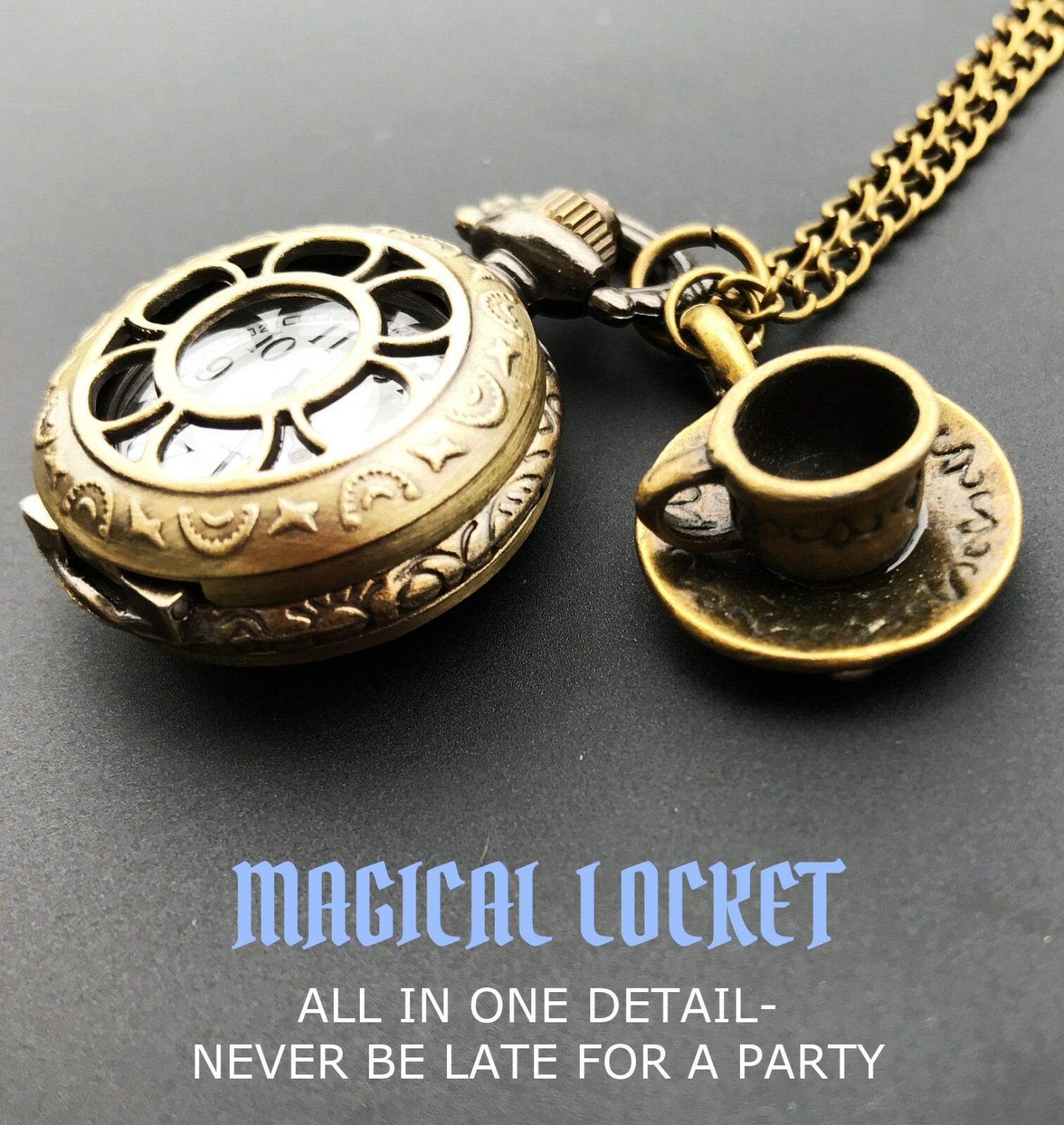 Alice in Wonderland necklace costume accessories jewelry pocket watch
