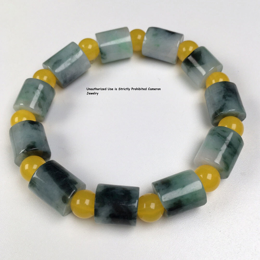 1pcs Real Grade A Natural Multicolor Jadeite Jade Lucky Tube Beads Bracelet