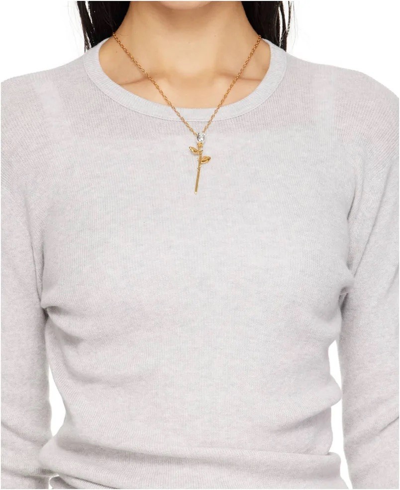 AMBUSH Rose Flower Metal Silver Gold Charm Pendant Necklace Unisex Jewelry