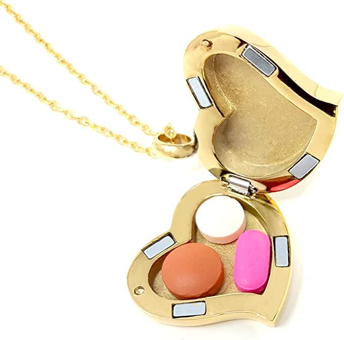 Heart Pill Necklace – Polished Heart Locket with Magnetic Closure – 26″