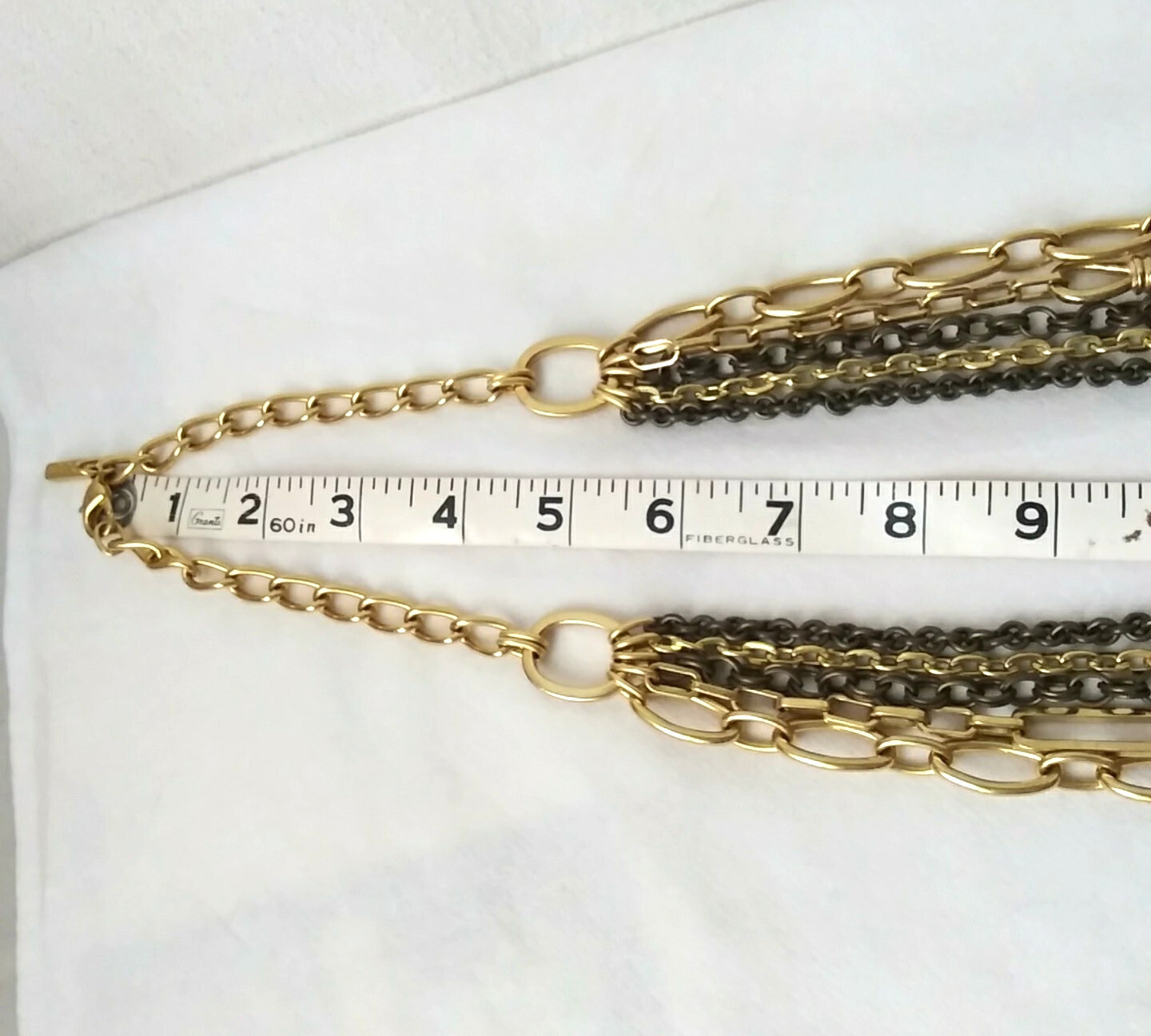 Heavy Gold Tone Multiple 5 Strand Layered Chain Statement Necklace Signed WORTH