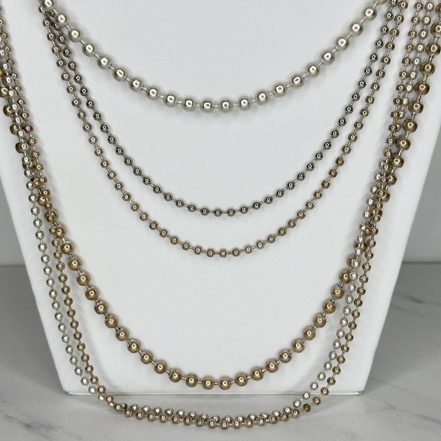 Chico’s Chunky Ball Chain Silver Tone Cascading Necklace 19-22in