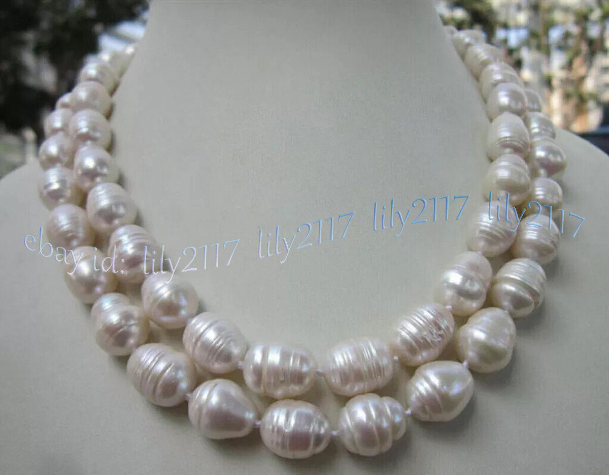 7-9MM GENUINE NATURAL WHITE FRESHWATER CULTURED BAROQUE PEARL NECKLACE 14-72”