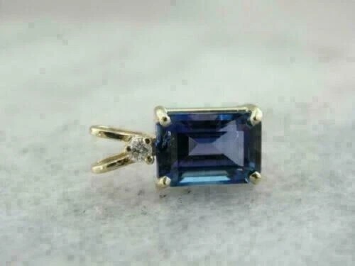 1.89 Ct Emerald Cut Blue sapphire Pendant Wedding Pendant 14k Solid Yellow Gold