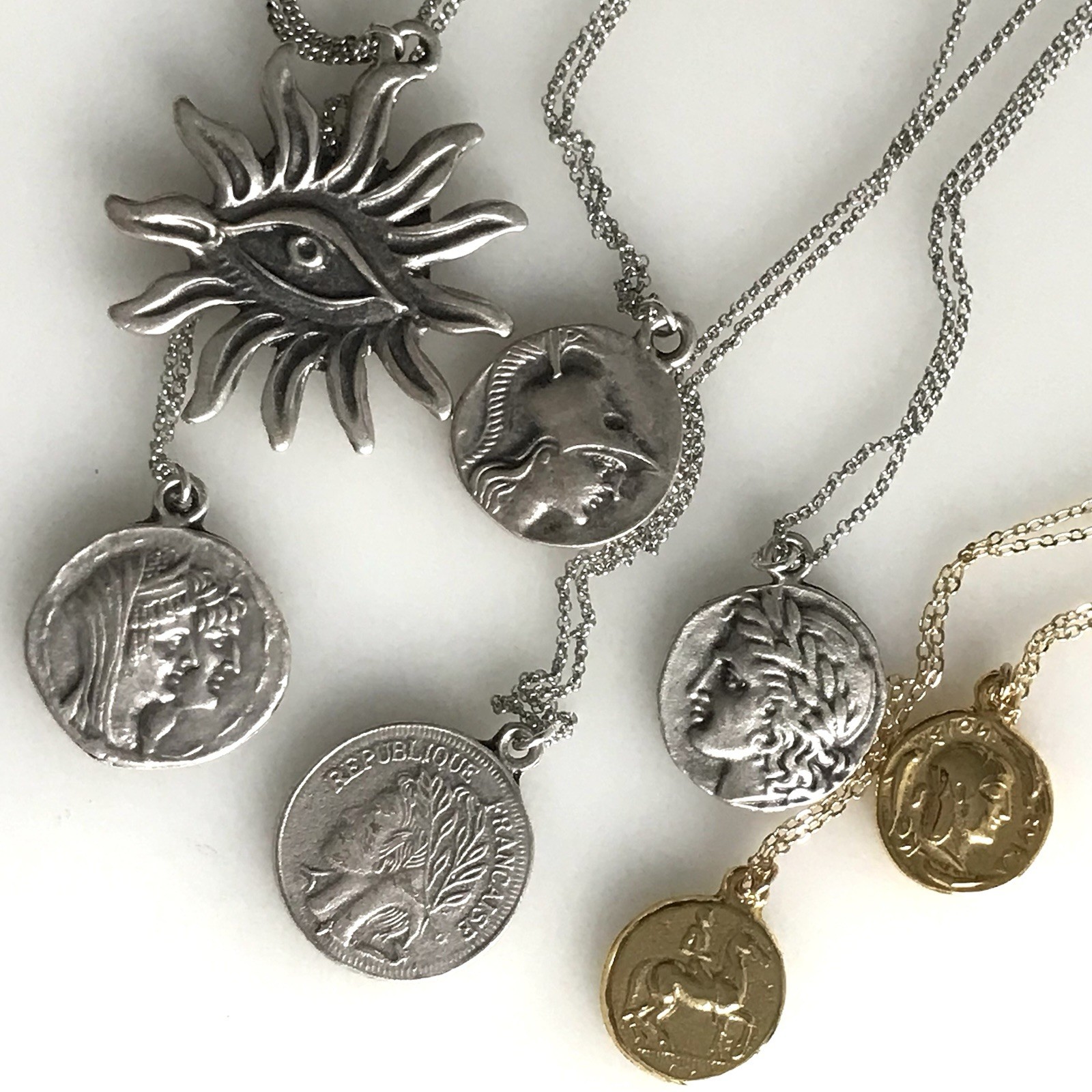Double Sided Ancient Coin Necklaces-Greek & Roman Inspired Designs – New