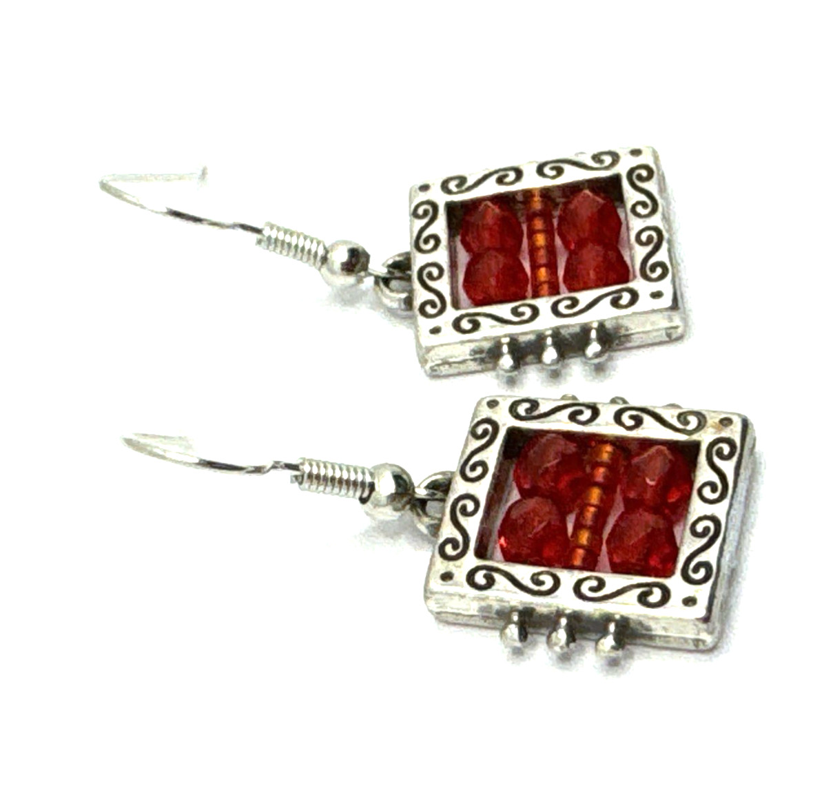 Brighton Beadazzled Bedazzled Red Beads Holiday Custom Silver Earrings