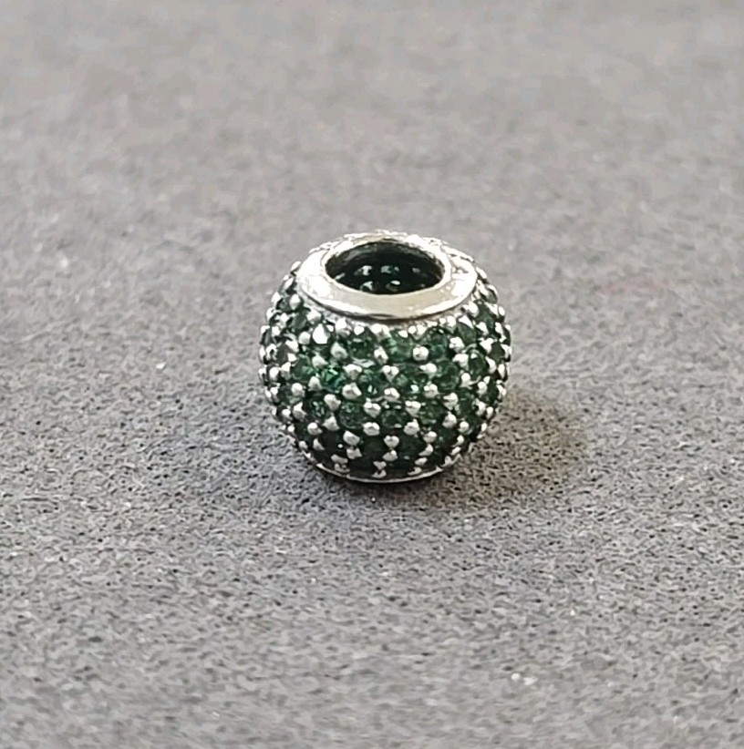 Authentic Pandora Sterling Silver Green Pave Lights #791051CZN