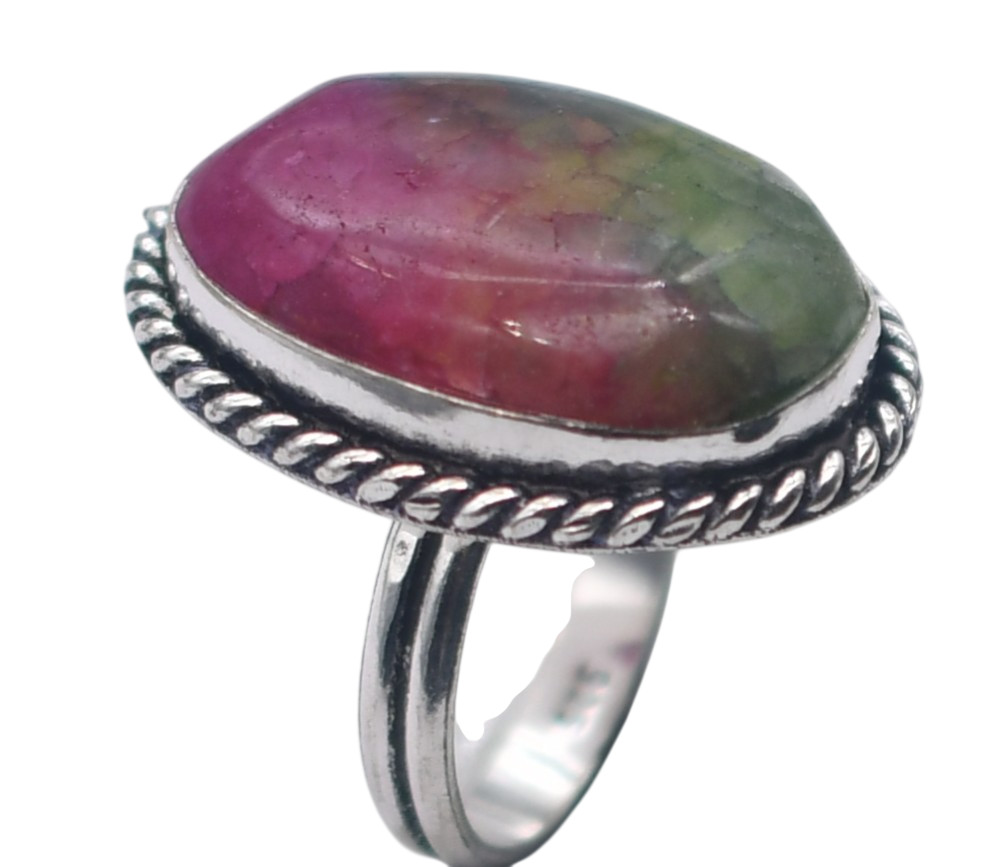 Rainbow Solar Quartz Natural Gemstone Antique Ring US Size-8.5 R 4924