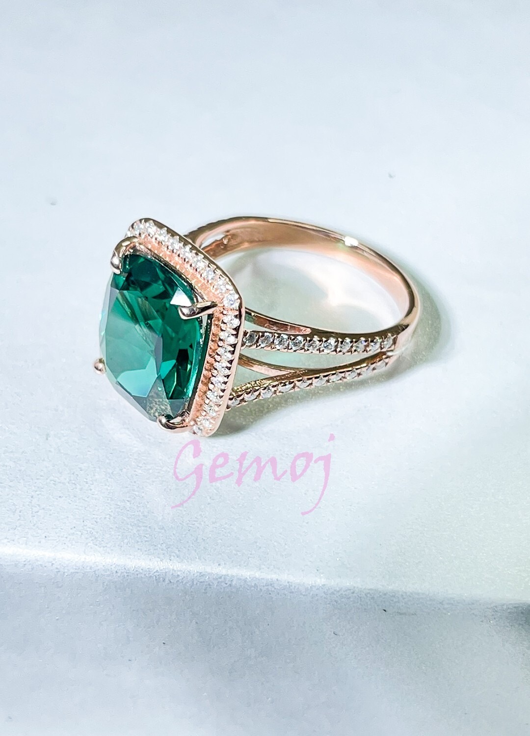 Cushion Cut Sapphire Ring Teal Sapphire Proposal Ring Sapphire Statement Ring