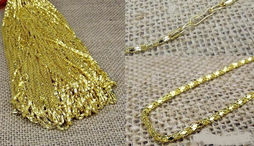 GOLD plated Hollow Snake 2 mm Chain 17″ Necklace women mom girl FREE GIFT BOX