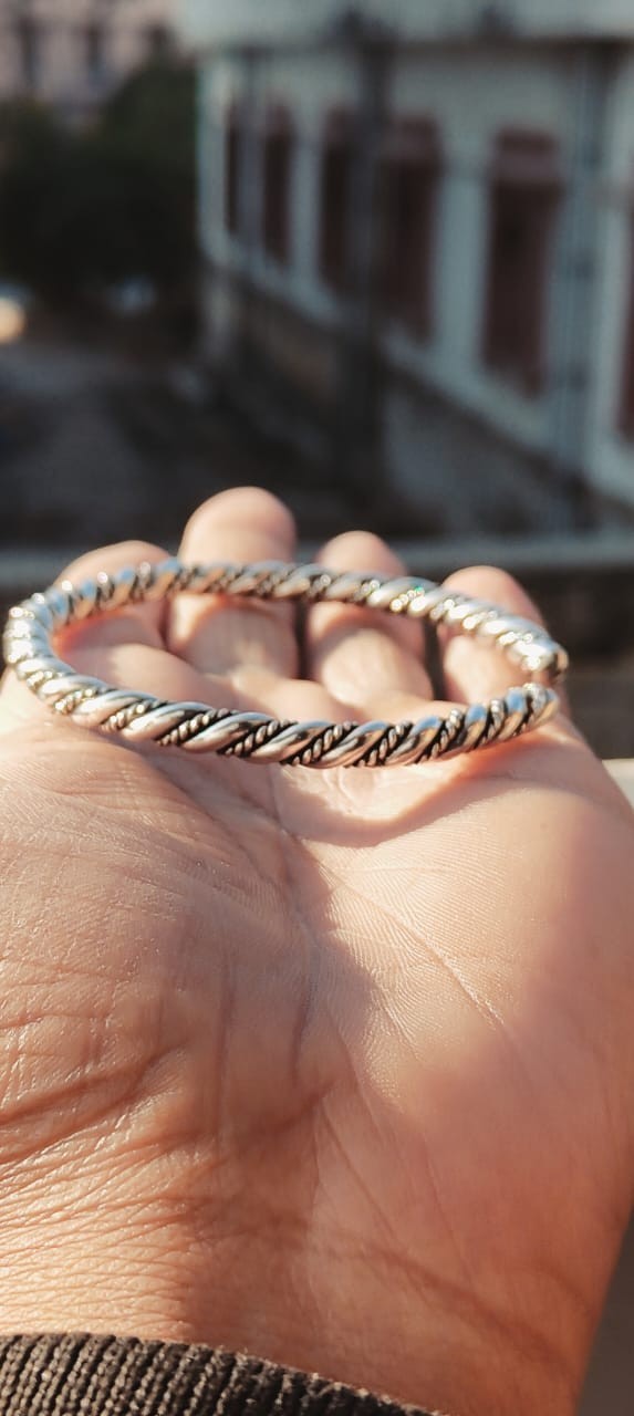 Handmade Twisted Silver Cuff Bracelet, Oxidized Open Bangle, Adjustable Minimal