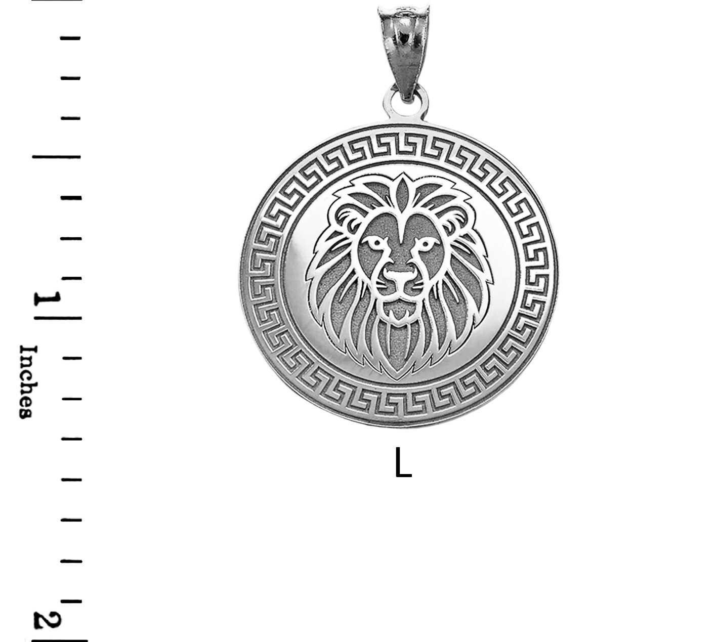 Solid Sterling Silver Lion Medallion Pendant Necklace (S/L)