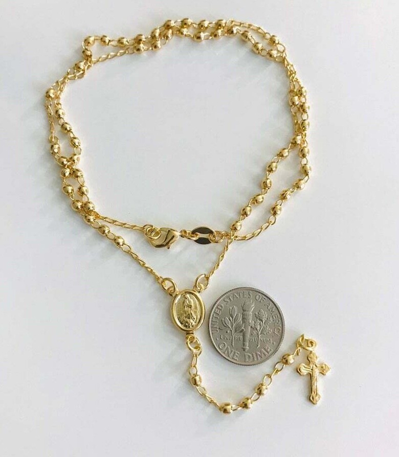 18K Gold Filled Virgin of Guadalupe Rosary / Rosario Virgen de Guadalupe – N91