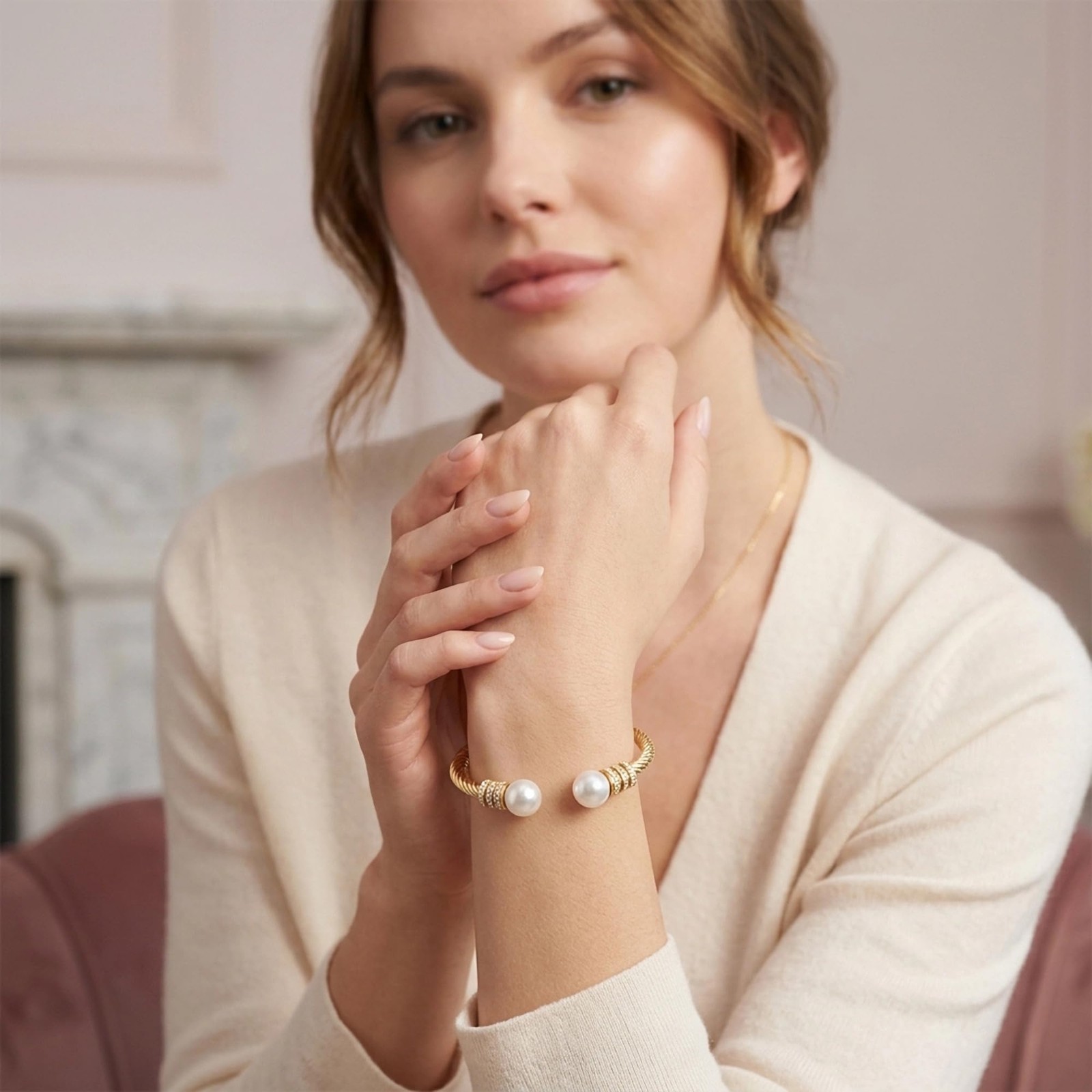 Gold Cable Wire Cuff Bracelet for Stainless Steel Open Cuff Bangle Bracelets .