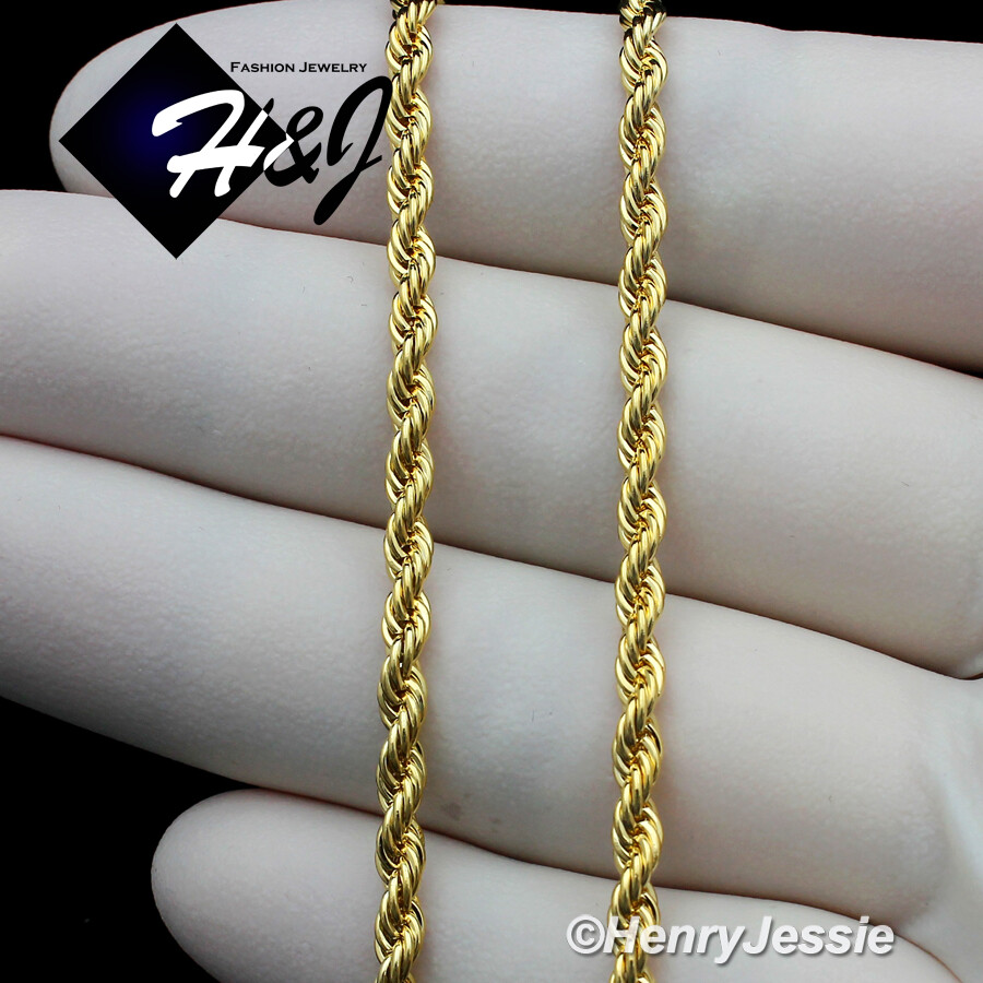 16″MEN WOMEN 18K Gold Filled 3mm Gold Smooth Rope Chain Necklace*GFN4
